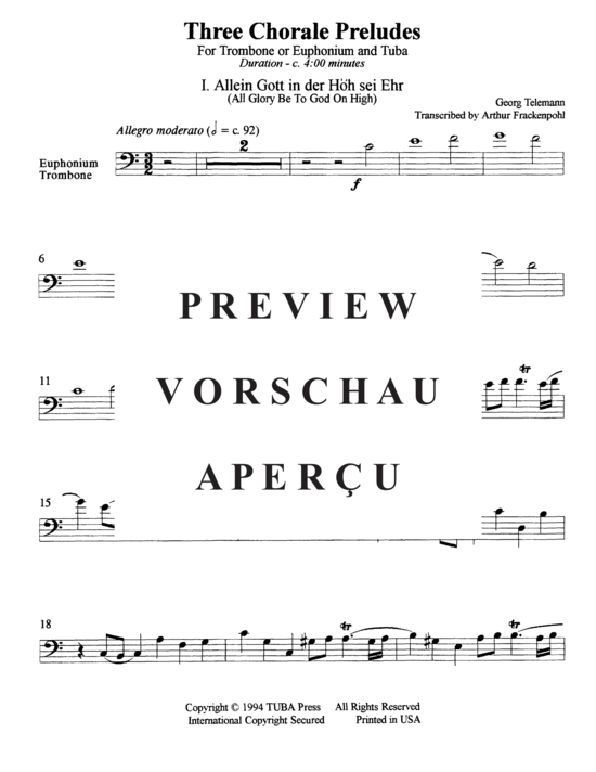 gallery: Drei Choral Preludes , , (Duett für Euphonium/Posaune + Tuba)