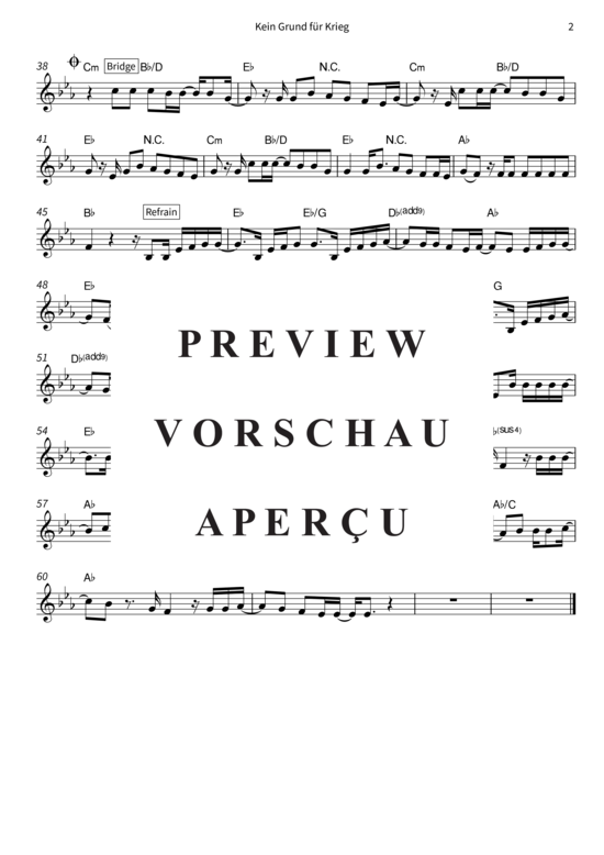 gallery: Kein Grund für Krieg (Tenor Saxophon) , Berge,  (Leadsheet)