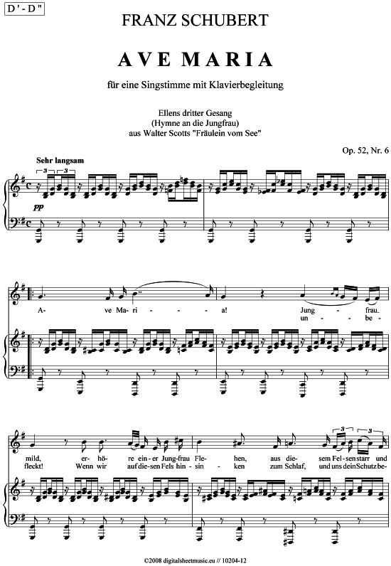 Ave Maria - tief - sheet music by Franz Schubert (1797-1828) / Michael ...