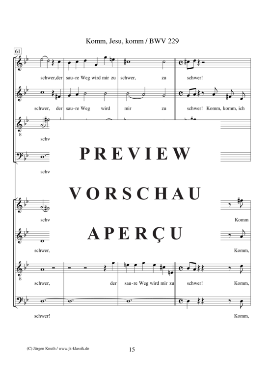 gallery: Komm, Jesu, komm / BWV 229 , , (Gemischter Chor 8-stimmig)