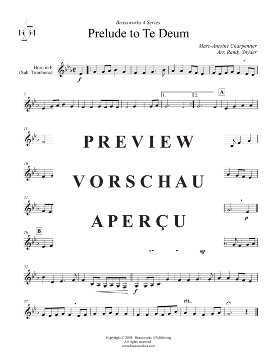 gallery: Prelude to Te Deum (2xTromp in B, Horn in F (Pos) , , , Pos)