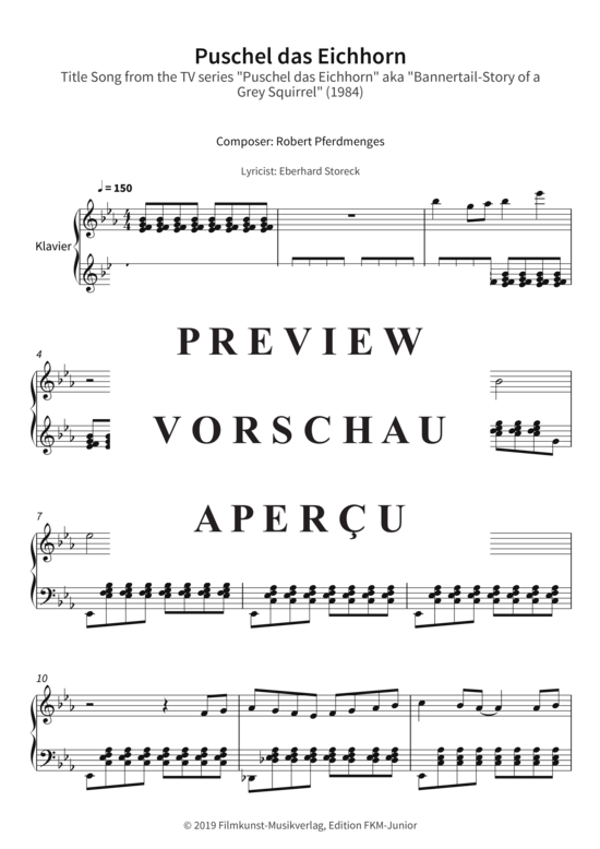 gallery: Puschel das Eichhorn - Title Song from the TV series Puschel das Eichhorn aka Bannertail-Story of a Grey Squirrel (1984) , ,  (Klavier Solo)