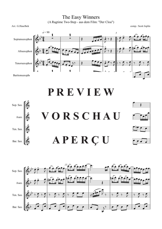 gallery: The Easy Winners , , (Saxophon Quartett SATB)