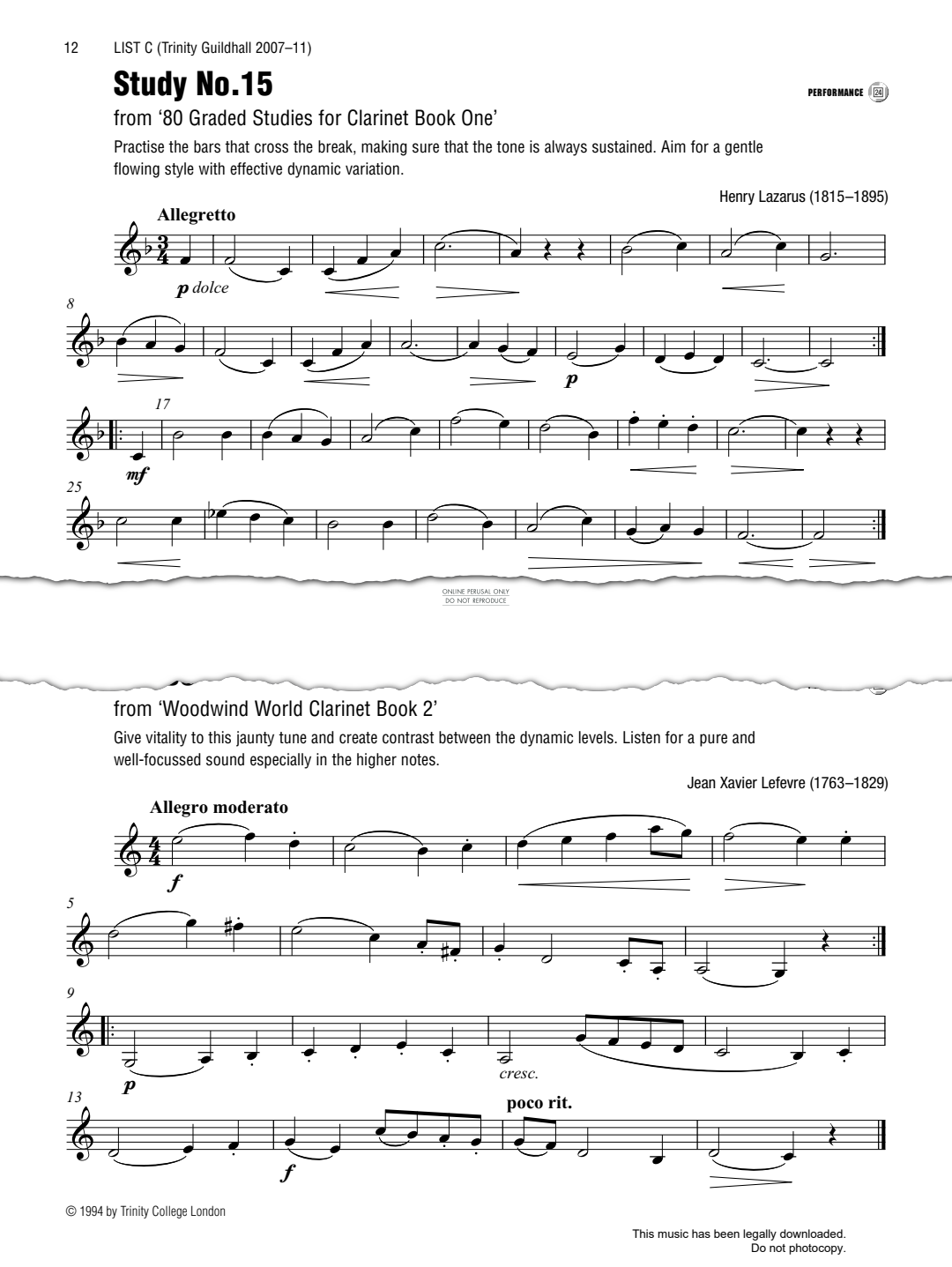 gallery: Study No. 15 (from '80 Graded Studies for Clarinet Book One'), Henry Lazarus, Klarinette