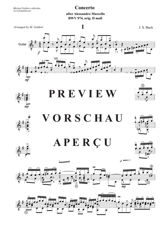 gallery: Concerto D minor, after Alessandro Marcello, BWV 974 , Goldort, Michael, (Gitarre Solo)