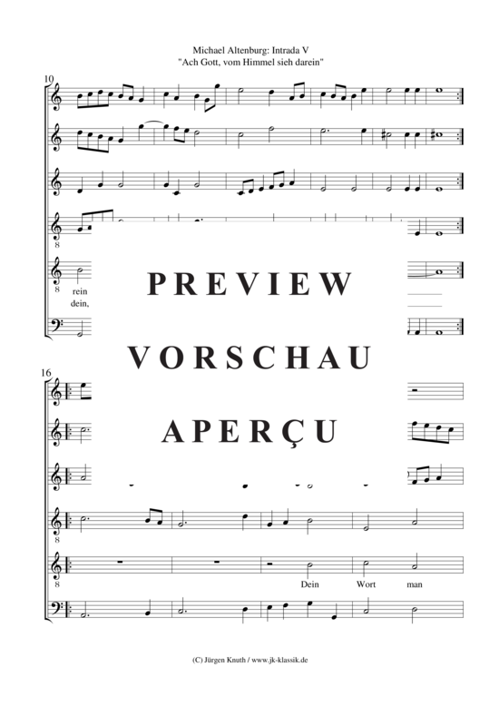 gallery: Intrada V (5) , ,  Ach Gott, vom Himmel sieh darein (Gemischtes Ensemble - Bläser oder Streicher)