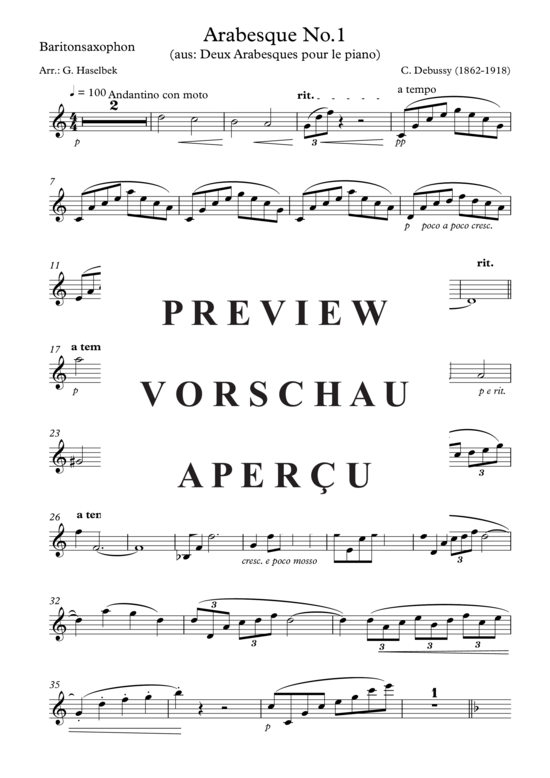 gallery: Arabesque No 1 , , (Saxophon Quartett SATB)