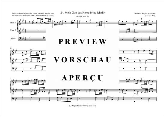 gallery: Mein Gott das Herze bring ich dir, Nr.24 (HoWV VIII.25) , ,  (Orgel Solo)