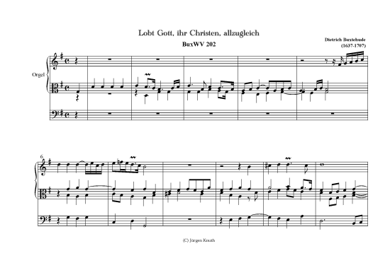 gallery: Lobt Gott, ihr Christen, allzugleich BuxWV 202 , , (Orgel Solo mit Altschlüssel)