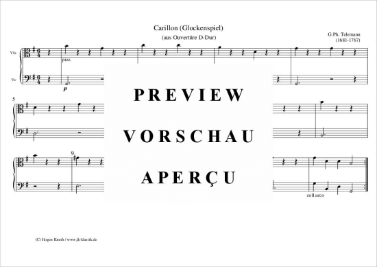 gallery: Carillon (Glockenspiel aus Ouvertüre Suite TWV.55:D21 / D-Dur) , ,  (Gemischtes Ensemble für 2x Querflöte/Oboe, Streicher Quartett + Cembalo/Klavier)