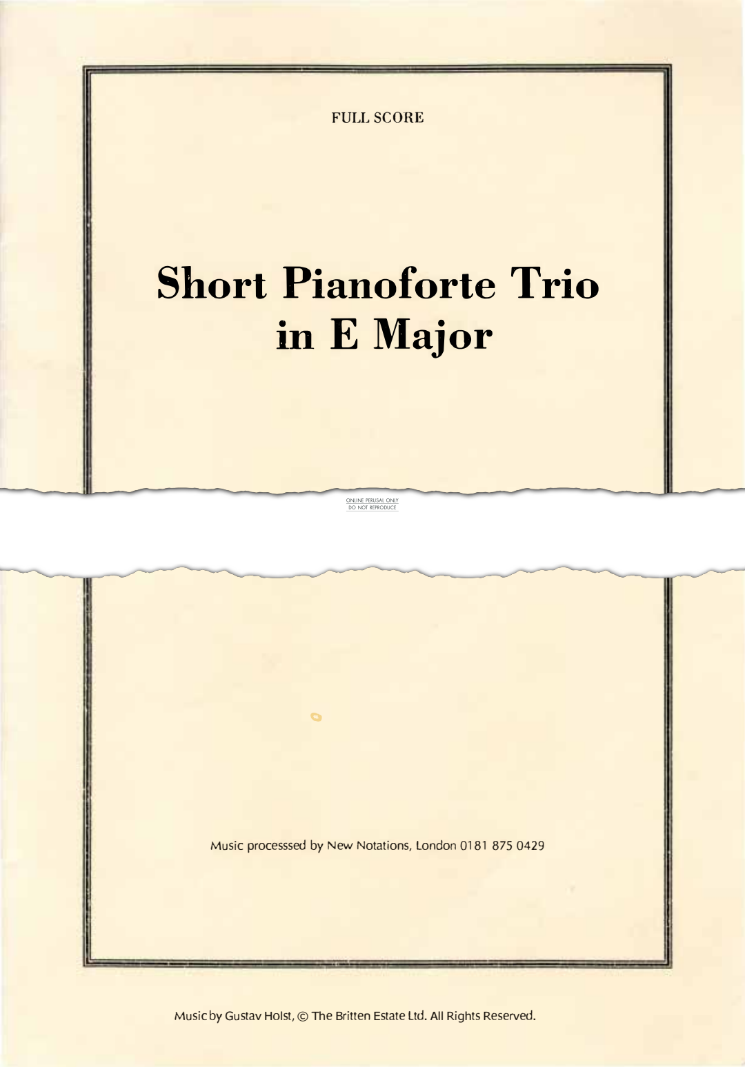 gallery: Short Pianoforte Trio in E Major, Gustav Holst, Klavier, Violine, Violoncello