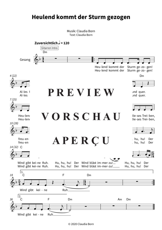 gallery: Heulend kommt der Sturm gezogen (Gesang + Akkorde) , Yvaine,  (Leadsheet)