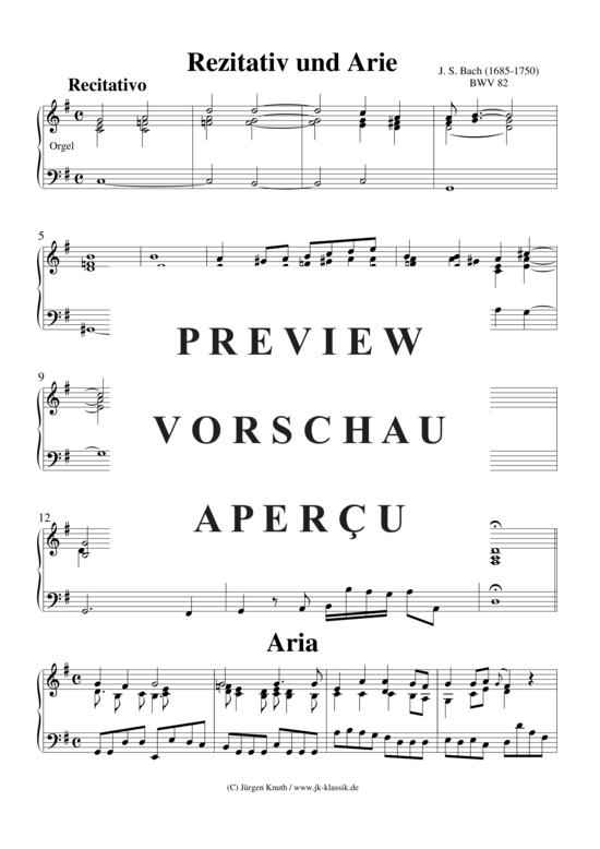 gallery: Rezitativ und Arie BWV 82 aus dem Notenbuch Anna M. Bach , , (Gesang + Klavier/Cembalo, BC)