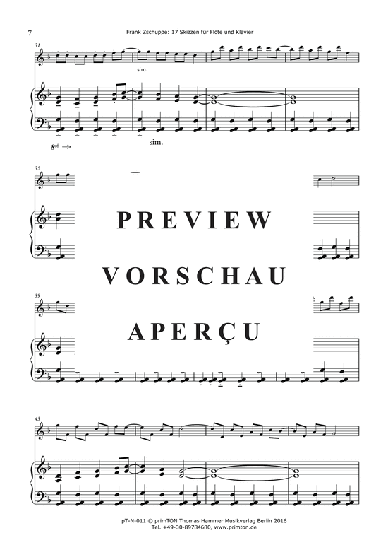 gallery: 17 Skizzen für Flöte und Klavier (2007) , ,  (Querflöte + Klavier)