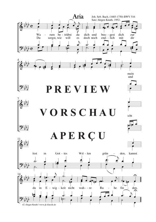 gallery: Warum betrübst du dich (Arie) , ,  aus dem Notenbuch Anna M. Bach (Gemischter Chor)