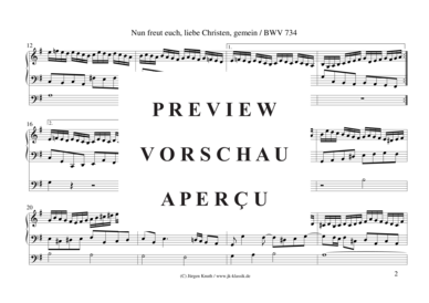 gallery: Nun freut euch, liebe Christen, gemein (Es ist gewisslich an der Zeit) , ,  BWV 734 (Orgel Solo)