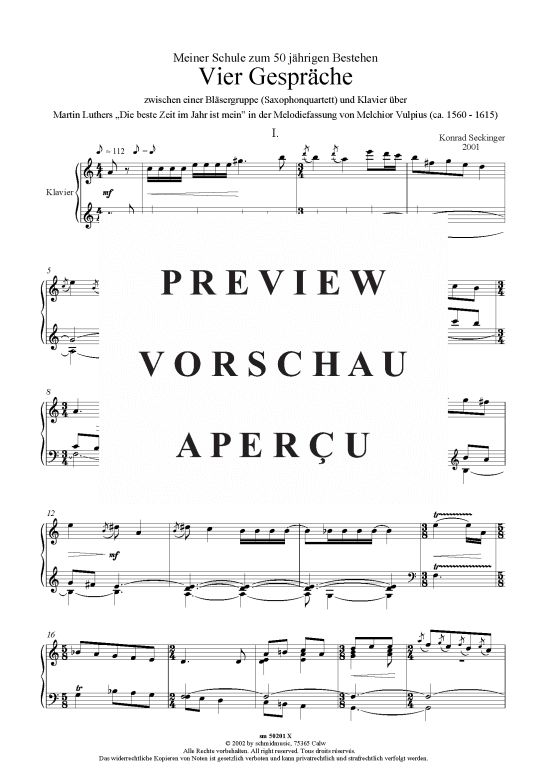 gallery: Vier Gespräche, Partitur , , (Sax-Quartett SATBass + Klavier)