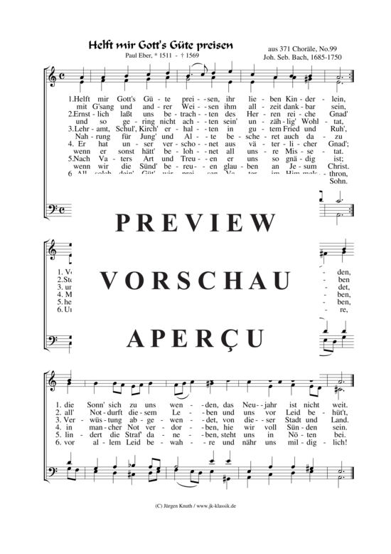 gallery: Helft mir Gott´s Güte preisen (aus 371 Choräle, No.99) , ,  (Gemischter Chor)