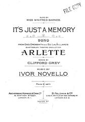 cover: It's Just A Memory (from 'Arlette'), Winifred Barnes, Gesang, Klavier