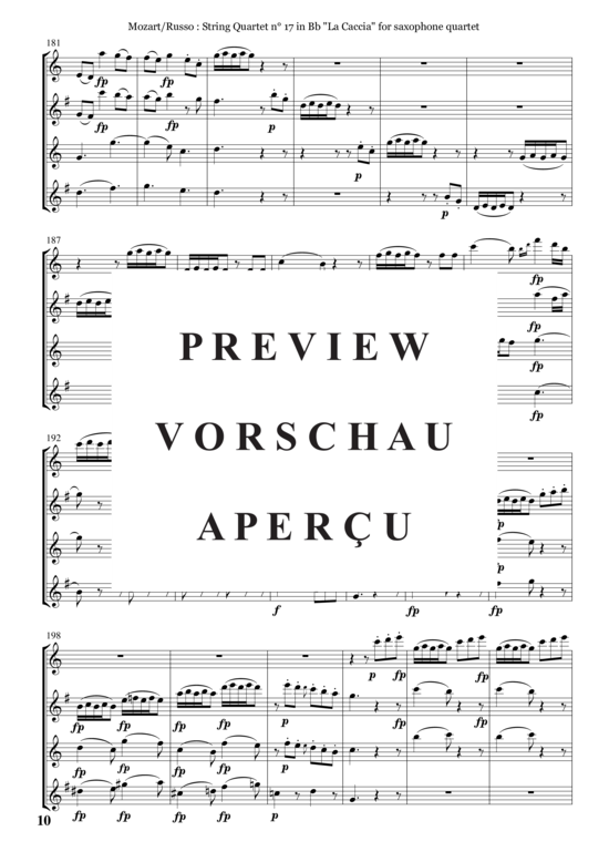 gallery: Streichquartett Nr. 17 in B, K 458 , , (Saxophon Quartett SATB)