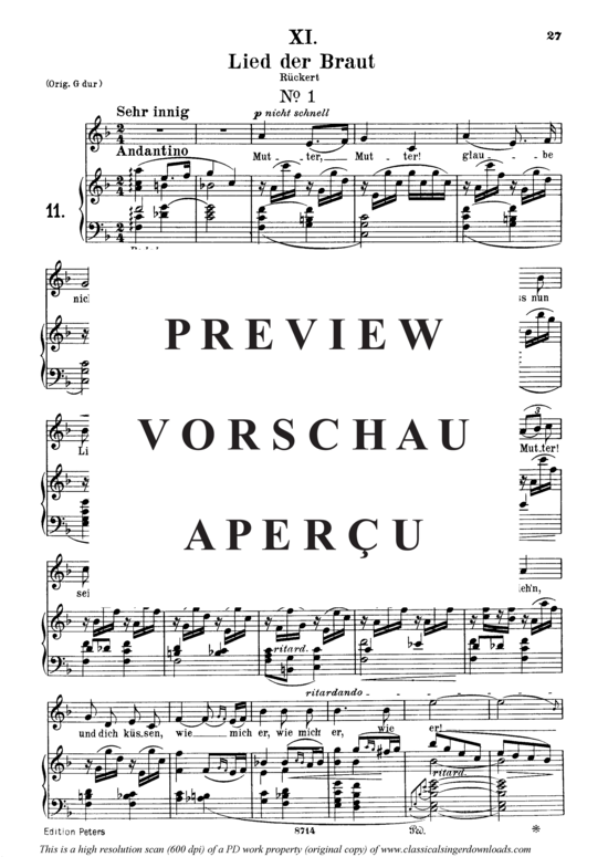 gallery: Lied der Braut I Op.25 No.11 , , (Gesang mittel + Klavier)