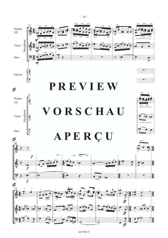 gallery: Vier Gespräche, Partitur , , (Sax-Quartett SATBass + Klavier)