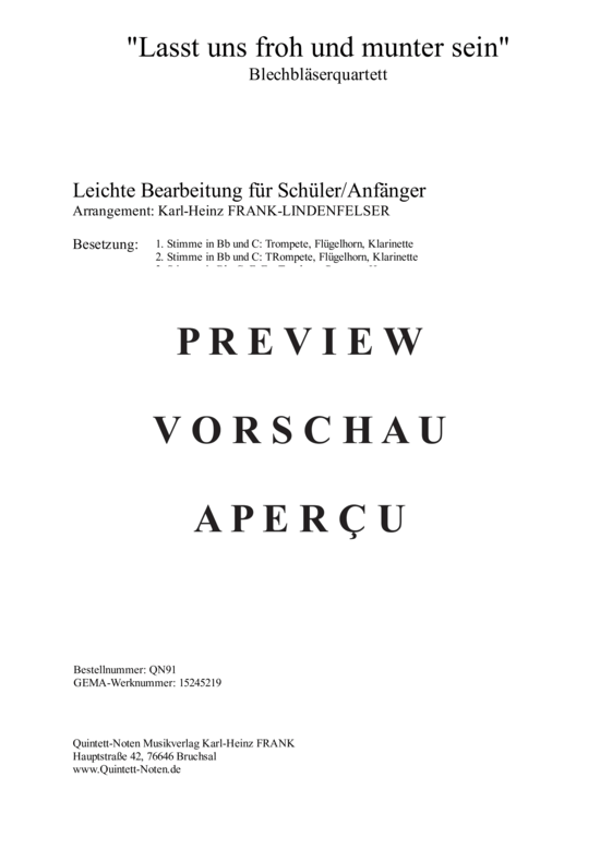 gallery: Lasst uns froh und munter sein , , (Blechbläserquartett)