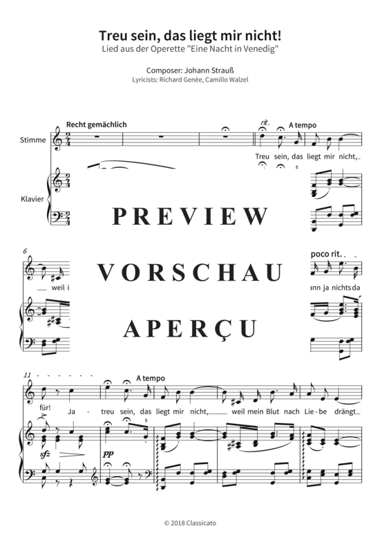 gallery: Treu sein, das liegt mir nicht! - Lied aus der Operette Eine Nacht in Venedig , , (Gesang + Klavier)