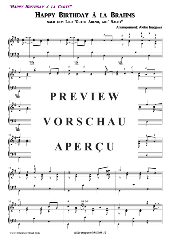 gallery: Happy Birthday à la Brahms 2 , , (Klavier solo mittelschwer)