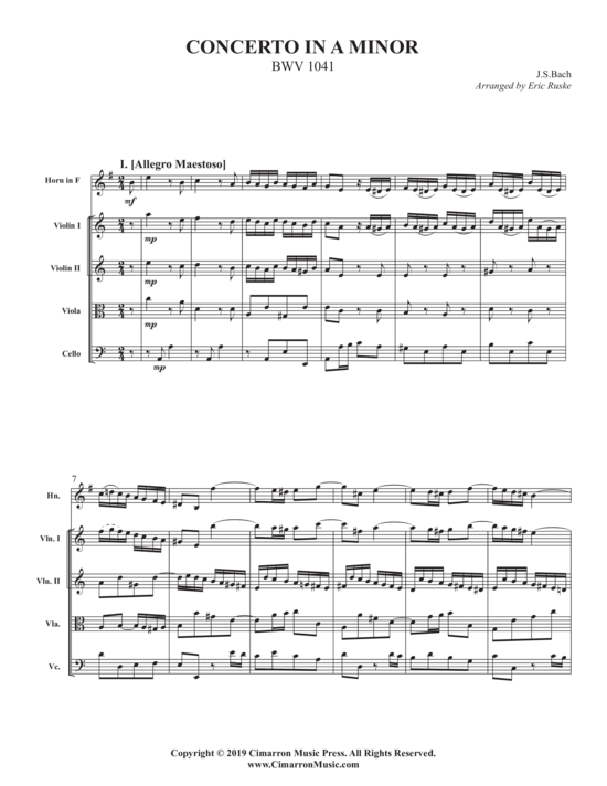 gallery: Concerto in a minor , , (Streicher Quartett + Horn in F Solo)