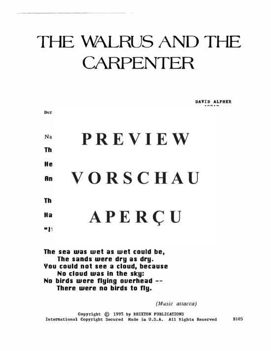 gallery: Walrus and the Carpenter, The , , (Erzähler, Flöte, Bratsche und Klavier)