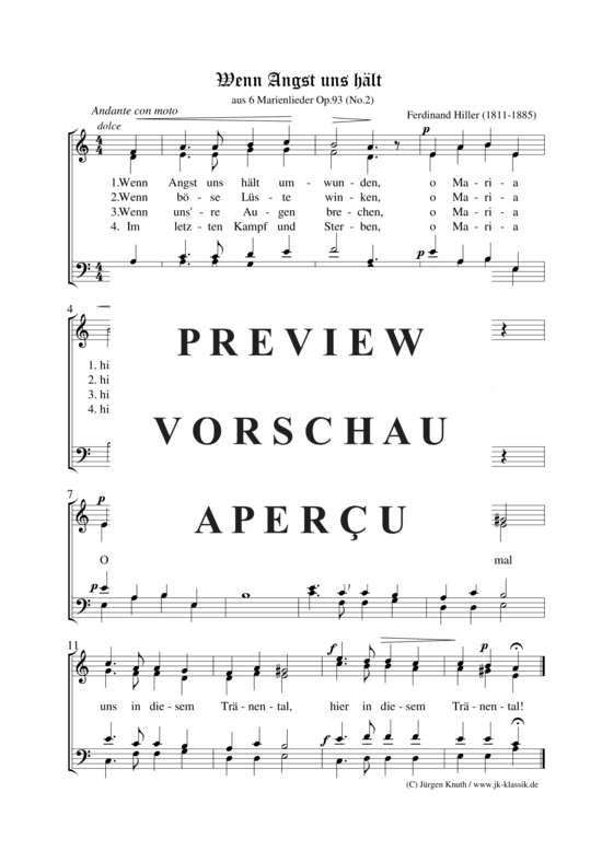 gallery: Wenn Angst uns hält (aus 6 Marienlieder Op.93 (No.2) , ,  (Gemischter Chor)