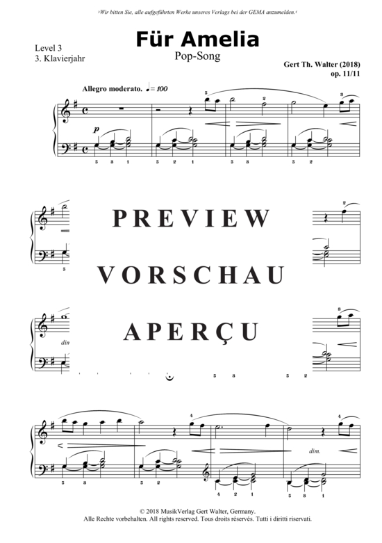 gallery: Für Amelia , , (Klavier Solo - Level 3 - 3.Klavierjahr)