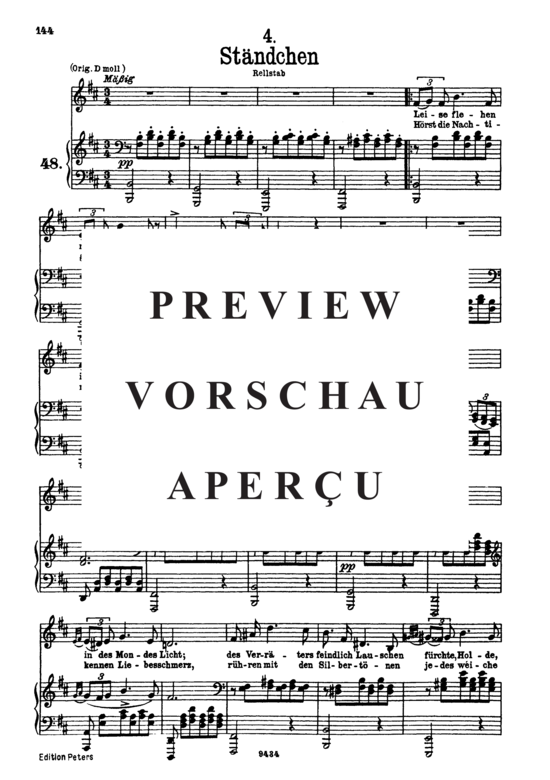 gallery: Ständchen, D.957-4 Leise fliehen meine lieder (Schwanengesang) , ,  (Gesang tief + Klavier)