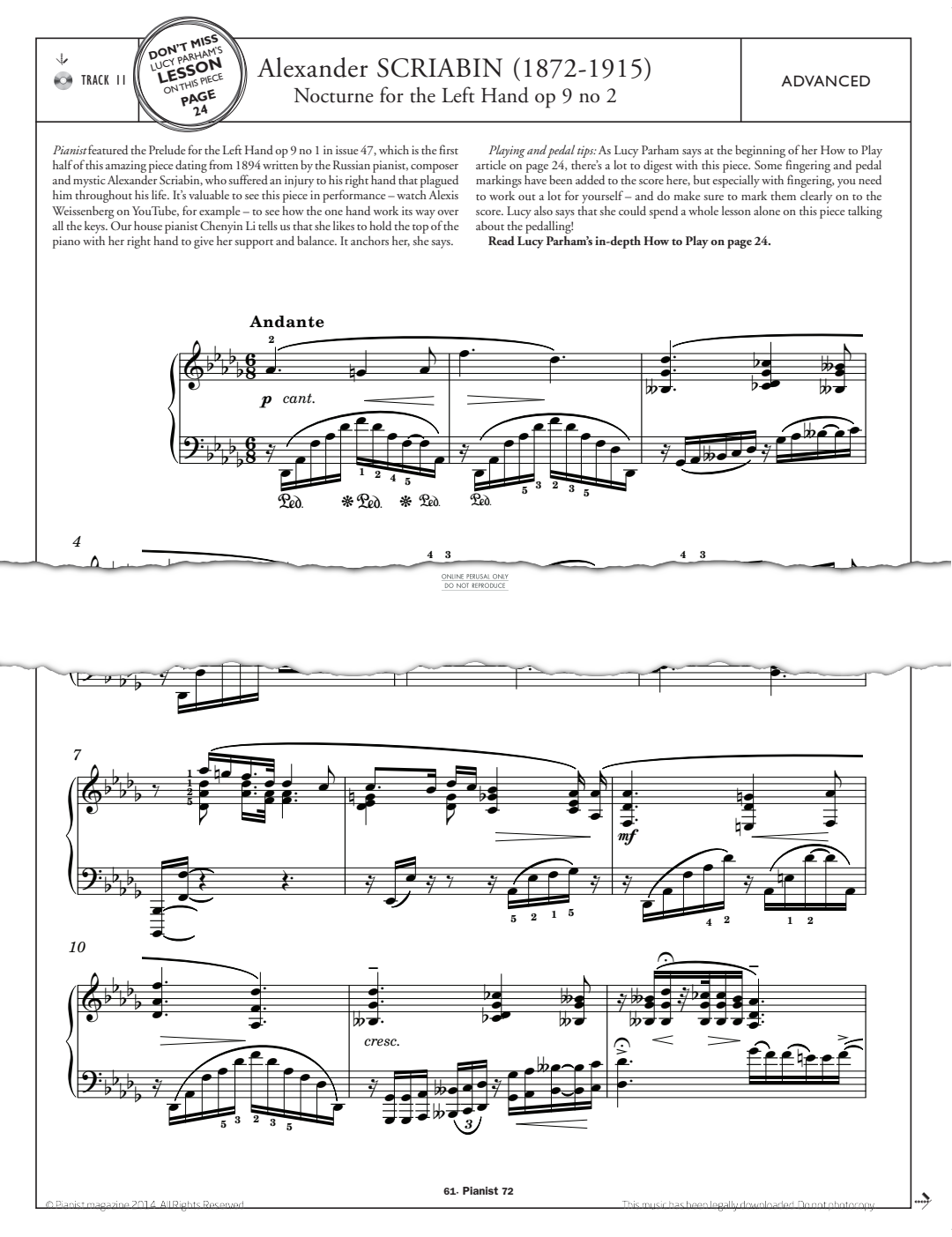 gallery: Nocturne For The Left Hand Op.9, No.2, Alexander Scriabin, Klavier