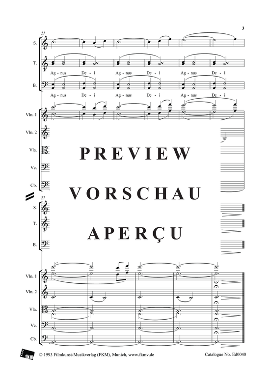 gallery: König der letzten Tage - Agnus Dei: Partitur , , (Streichorchester + Chor STB)