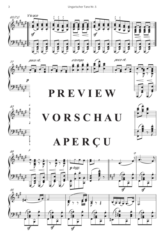 gallery: Ungarischer Tanz Nr. 5 - aus der Sammlung Ungarische Tänze, Buch 1 , , (Klavier Solo)