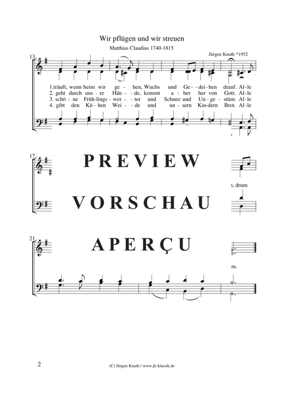 gallery: Wir pflügen und wir streuen , , (Gemischter Chor)