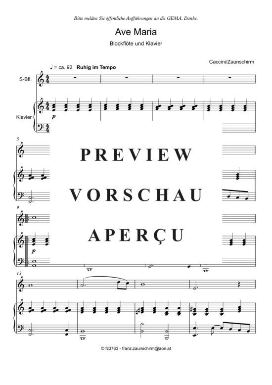 gallery: Ave Maria , , (Sopran/Tenor Blockflöte + Klavier)