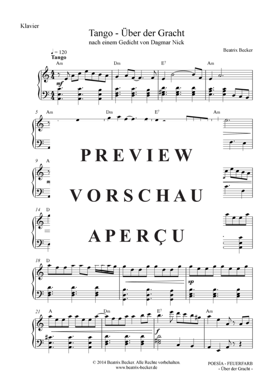 gallery: Tango Über der Gracht , Becker, Beatrix, (Klavier Solo leicht)