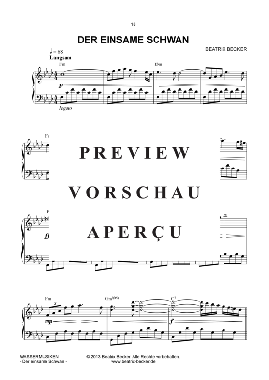gallery: Der Einsame Schwan , Becker, Beatrix, (Klavier Solo leicht)