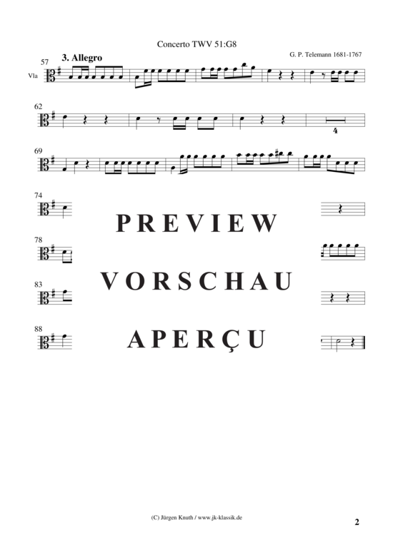 gallery: Violinkonzert à 8 TWV 51:G8 Satz:3 Allegro , , (Gemischtes Ensemble 2x Ob. 3x Vl. Vla + BC)