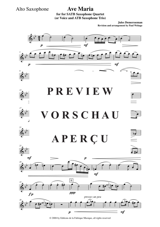 gallery: Ave Maria , , (Saxophon-Quartett SATB)