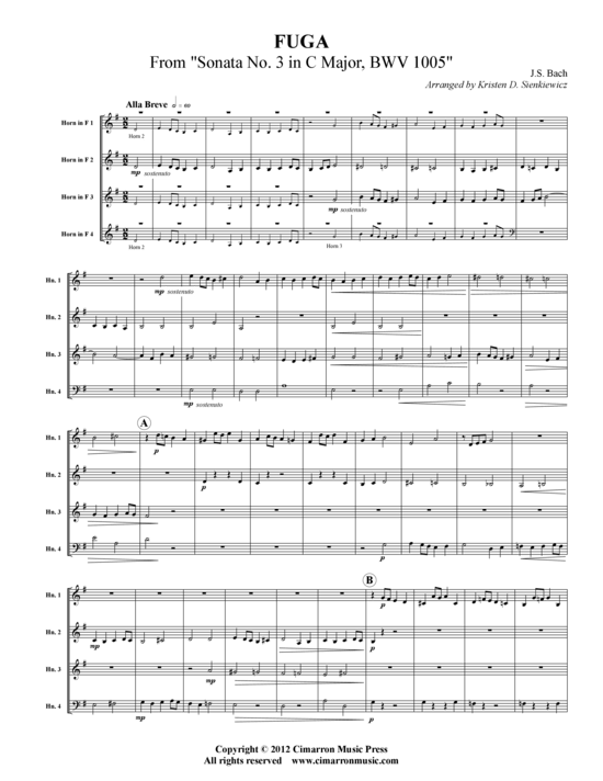 gallery: Fuge aus Sonate Nr. 3 in C-Dur, BWV 1005 , , (Hornquartett)