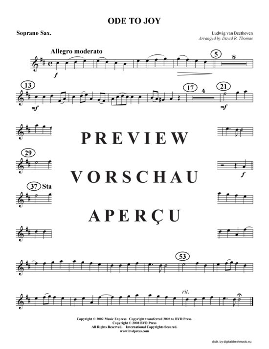 gallery: Ode an die Freude , , (Saxophonquartett SATB oder AATB)