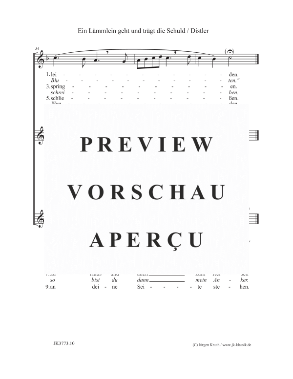 gallery: Ein Lämmlein geht und trägt die Schuld (Der Jahrkreis Op.5, No.12), , (female choir SSA)