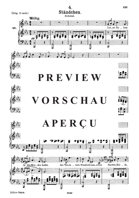 gallery: Ständchen, D.957-4 Leise flehen meine Lieder (Schwanengesang) , ,  (Gesang mittel + Klavier)