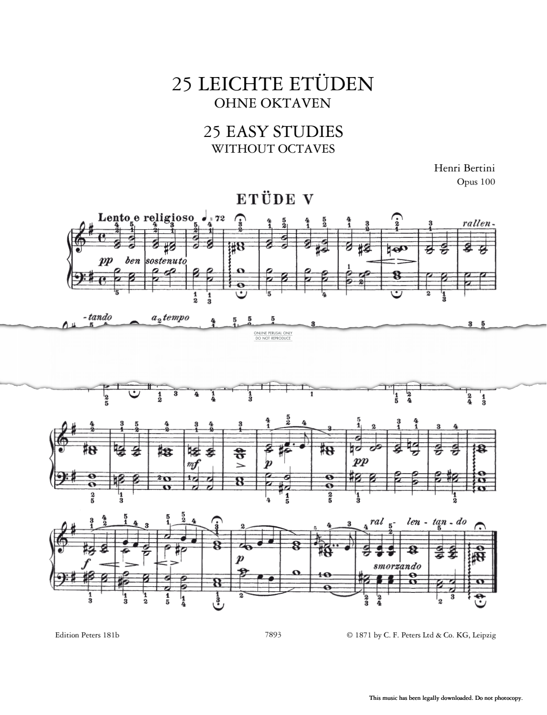 gallery: Etüde V (from 25 leichte Etüden ohne Oktaven, Opus 100), Henri Bertini