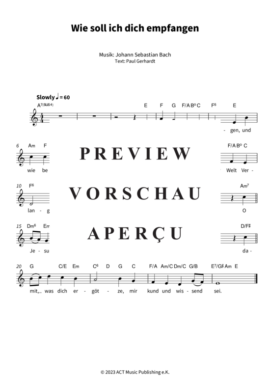 Wie soll ich dich empfangen (Gesang + Akkorde) 