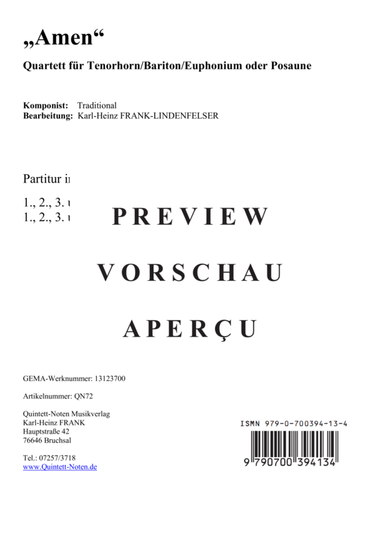 gallery: Amen , , (Blechbläser Quartett für Tenorhorn, Bariton, Euphonium, Posaune)